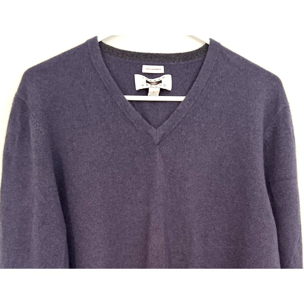 Joseph Abboud Sweater Mens Large Navy Blue 100% Cashmere V Neck‎ Pullover Soft